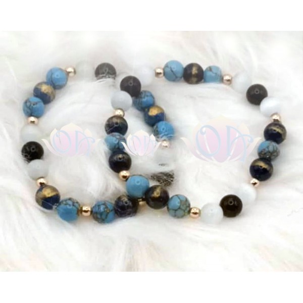 PULSEIRA ANCESTRAL - METAMORFOSE ÍNDIGO (C/ TURMALINA NEGRA E PEDRAS PRECIOSAS)